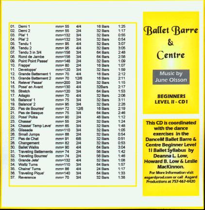 Ballet Barre & Center - Beginners Level II CD by June Olsson