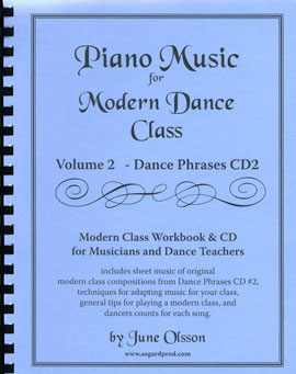 Piano Music for Modern Dance Class Volume 2- Sheet Music Workbook for dance accompanists